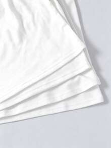4pcs/Set Girls Regular Basic Minimalist Solid Color Camisole Tank Top Underwear Set, Traceable Cotton Fabric - White - View 4