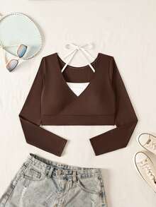 Eassivo Eassivo 2026 Spring/Summer New Women's High Elastic Yoga Outdoor Sports Top Thin - Brown - View 3