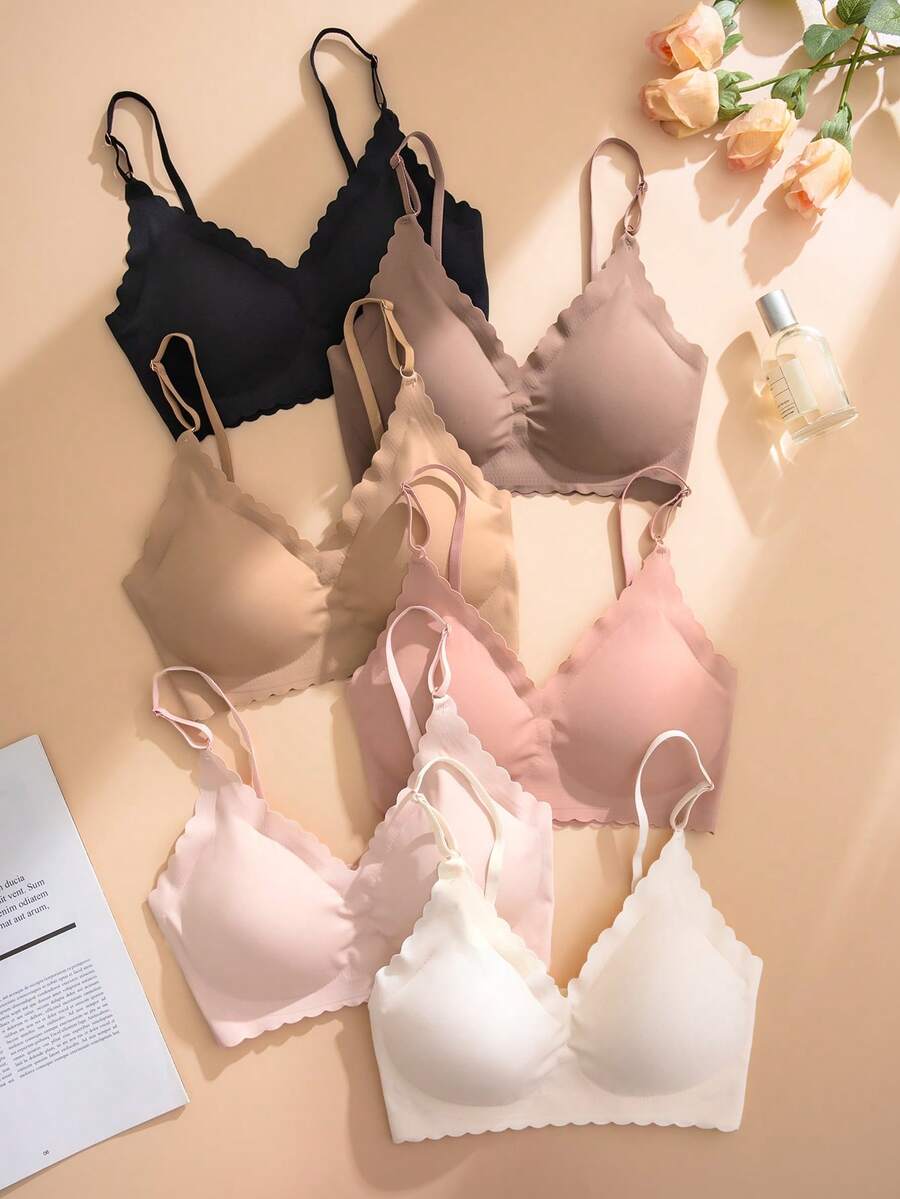 Snug Zone 6件套无缝冰丝吊带内衣套装，带波浪下摆