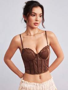 Elorette 3pcs Bra Wanita Elegan Warna Polos dengan Motif Renda dan Tambal Sulam - MultiWarna - View 11