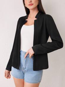 SHEIN 女款開襟長袖外套 - 黑色 - 查看 5