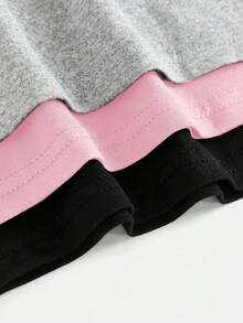 SHEIN Girlism 青少年女孩秋冬針織黑色、粉色、淺灰色高腰寬腰帶緊身直筒寬腿長褲 百搭簡約舒適街頭風 3件組 - 粉色 - 查看 6