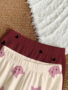 SHEIN Vintaside Kids 4件組女嬰卡通印花T恤與長褲套裝 拍照用 黑色米白色 秋季可愛 Daddy's Girl - 彩色 - 查看 7