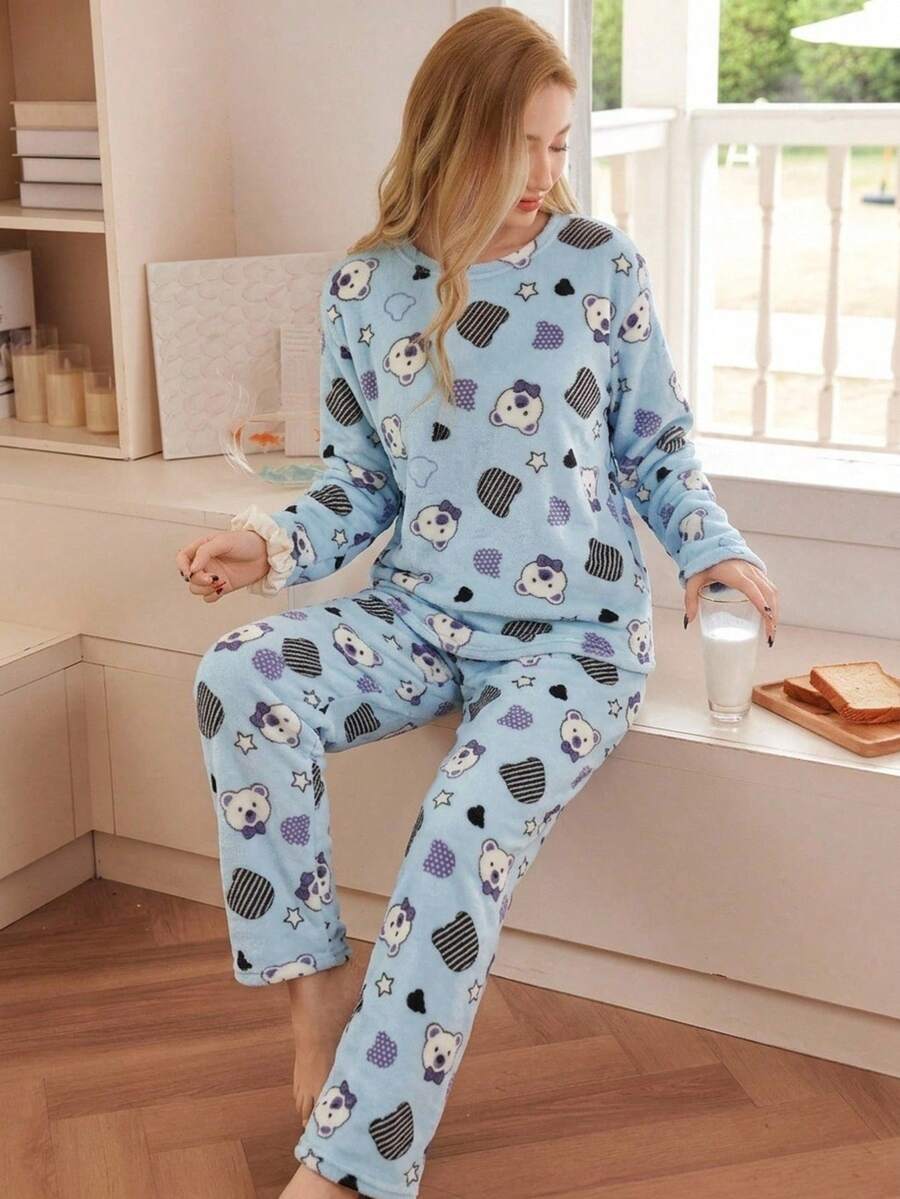 Polar Pajama Set With Different Designs Warm Colors - azul y blanco - View 1