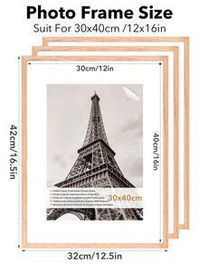 3PCS 30x40cm Solid Oak Wood Photo Frame Set Minimalist Modern Natural Finish Stand For Wall Mount Or Desktop Display Living Room Bedroom Office - Solid Wood Photo Frame - View 2