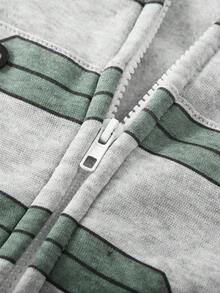ROMWE MEN Áo nỉ dài tay có mũ in chữ phong cách thường ngày cho nam - Xám - Xem 5