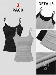 Attitoon Plus Size Women's Casual Black Ribbed Crop Tank Top With Square Neck And Sleeveless Design - Black - View 8