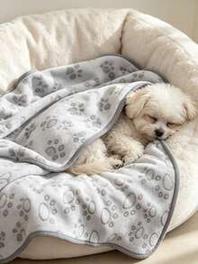 1PC Big Dog Blanket Washable Pet Bed Throw Soft Fleece Grey Pawprint Sofa Protector For Puppy Adult Small Large Dogs - Grey - View 6