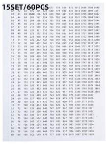 1套/5套/10套/15套新款黑白DMC數字標記貼紙，自黏式彩色數字標籤，適用於鑽石畫鑽頭與十字繡線材分類（每套含4張） - 正方形 - 查看 7