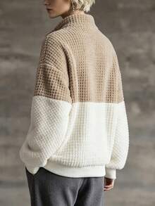 Holdful Holdful Sweatshirt Wanita Kasual Musim Gugur Warna Blok Putih untuk Perjalanan Sehari-hari dan Keluar Rumah - MultiWarna - View 2