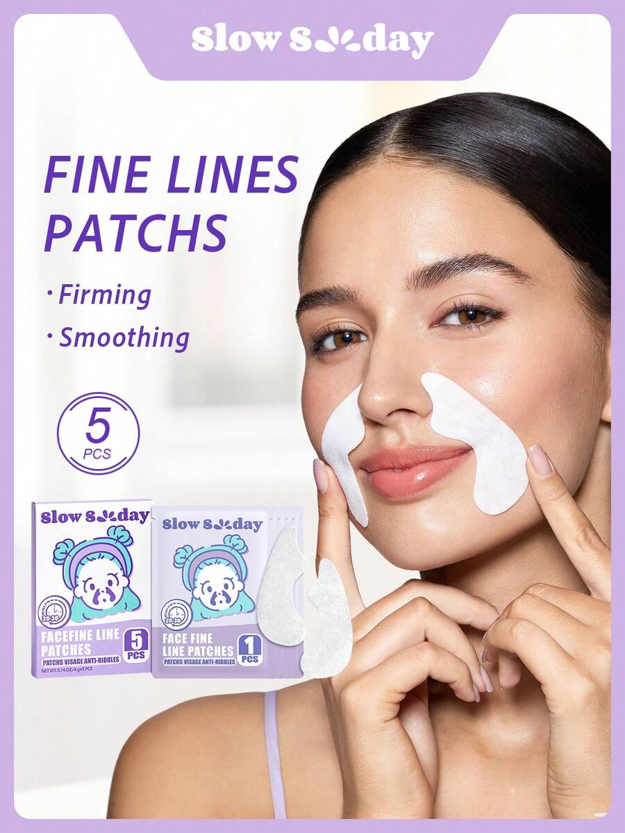 رقعات SlowSunday للخطوط الدقيقة للوجه 5 قطع، تحسن خطوط الابتسامة، K Beauty، مثالية للحفلات، مناسبة للصيف والخريف - Lifting - مشاهدة 1