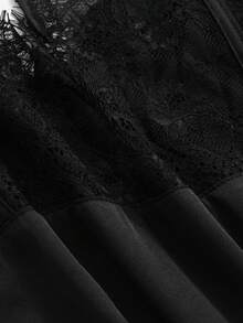 DAZY Women's Lace Patchwork Sheer Cami Nightdress Summer Pajama - Black - View 6