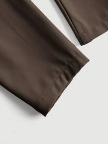 SHEIN MOD Solid Button Detail Crop Jacket In Fall/Winter - Mocha Brown - View 3