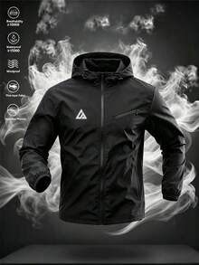 Gym Rark Men's Geometric Print Long Sleeve Zip-Up Hooded Sports Jacket - Black - View 1