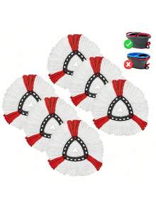 3/6PCS Microfiber Spin Mop Replacement Head Compatible With Triangle 360 Degree Rotating Mop Durable Absorbent Easy Install For Floor Tile Hardwood Home Cleaning Supplies Must Have - Red and White - View 5