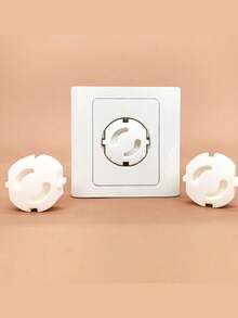 10 piezas de cubiertas protectoras de plástico blanco duradero para enchufes, protectores de enchufes sin agujeros de estilo europeo para electricidad, perfectos para el hogar, la oficina, la infantil y el uso diario. - Multicolor - Ver 4
