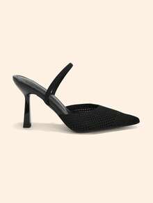 CUCCOO BASICS Sepatu hak tinggi wanita berwarna hitam dengan ujung runcing, terbuat dari kain yang nyaman, cocok untuk gaya perjalanan ke kantor. - Hitam - View 6