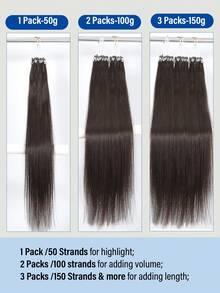 50g 50 Strands Micro Link Tip Hair Extensions 100% Real Human Hair, 16-24 Inch , Invisible Remy Cold Fusion Micro Link Tip Hair Extensions, #2 Dark Brown ,Long Straight Texture, Cold Fusion Installation, Buildable Fullness, Cosplay, Special Events - S2 - View 8