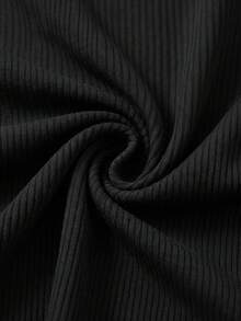 SHEIN 兒童青少年女孩時尚休閒街頭風修身短袖字母印花T恤與蝴蝶結裝飾裙褲兩件套 - 黑色 - 查看 7