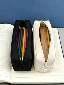 1/2 PCS Double Layer Large Capacity Durable Tearproof Waterproof Multicompartment Pencil Case Cute Back To School Office College Stationery Must Have - A - View 3