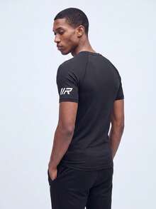 Nelvento Soul Men's Wing Print T-Shirt And Pants Sports Set, Gym Black - Black - View 2