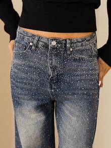 Maju Mazalli Casual Bleached Dazzling Wide Leg Jeans Fall - Blue - View 6