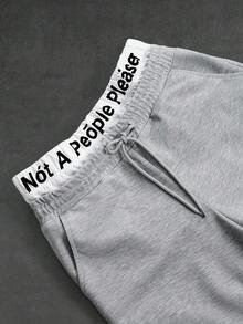 PAVTROS Men's Letter Pattern Hoodie And Sweatpants Casual Daily Outfit Set - Grey - View 6