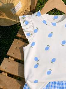 Baby Girl Casual Fashion Cute Flutter Sleeve Round Neck Top, Suitable For Spring And Summer - Multicolor - View 3