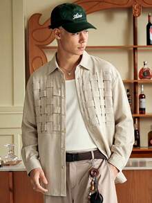 SWAVVY Men's Solid Color Single-Breasted Casual Versatile Daily Wear Shirt - Khaki - View 1