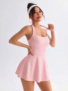 SHEIN Sovereign Charm 休閒交叉露背運動洋裝 - 彩色 - 查看 3