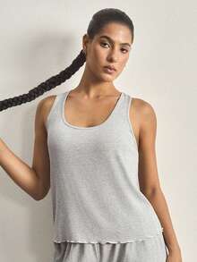 Ocili Minimalist Comfortable Soft Rib Knit Crew Neck Camisole For Women - Grey - View 5