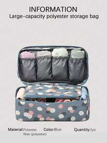 1PC Large Capacity Polyester Travel Storage Bag With Compartments Portable Toiletry Organizer Boho Pattern Underwear Clothes Organizer Practical Personal Items Manager Holiday Gift Christmas Vacation Essentials For Women Men Teens - Blue - View 10