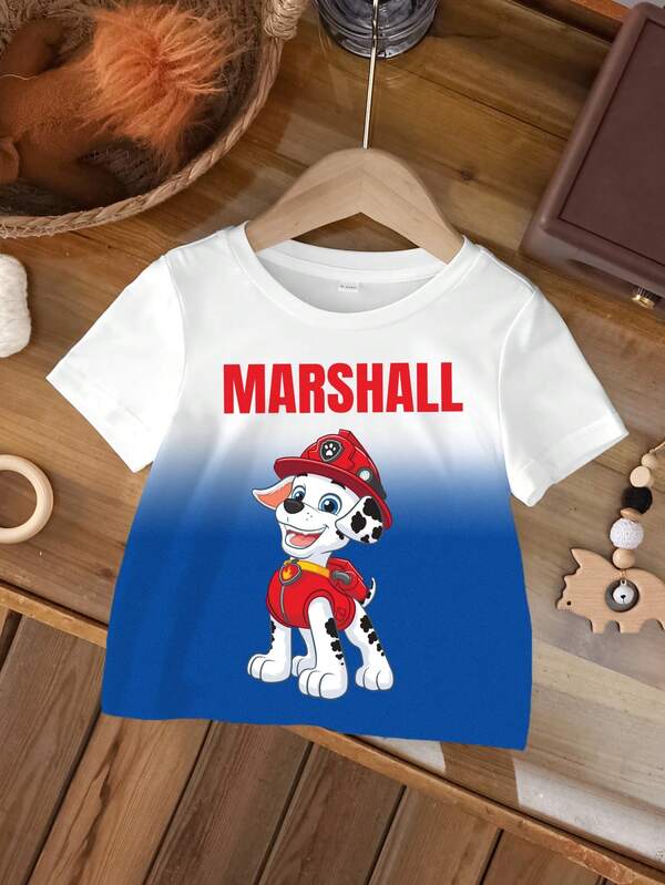 SHEIN | PAW Patrol Young Boy Letter Print Crew Neck Short Sleeve Casual T-Shirt