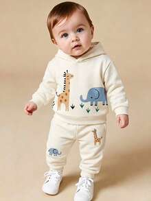 Young Boy Casual Minimalist Pattern Hooded Long Sleeve Sweatshirt Suitable For Autumn/Winter Vacation Matching Set Graphic Cute Comfortable Squishy - Multicolor - View 2