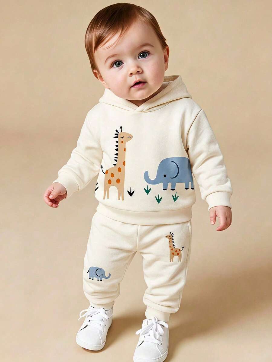 Young Boy Casual Minimalist Pattern Hooded Long Sleeve Sweatshirt Suitable For Autumn/Winter Vacation Matching Set Graphic Cute Comfortable Squishy