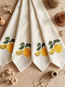 Cirelle 1/2/4 Pcs Embroidered Cloth Napkins, Beige Dinner Napkins With Yellow Lemon Pattern, Reusable Washable Table Napkins For Dining Room, Party & Wedding Decor - Multicolor - View 11