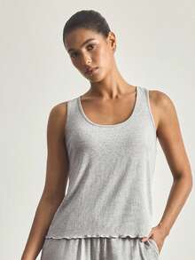 Ocili Minimalist Comfortable Soft Rib Knit Crew Neck Camisole For Women - Grey - View 4