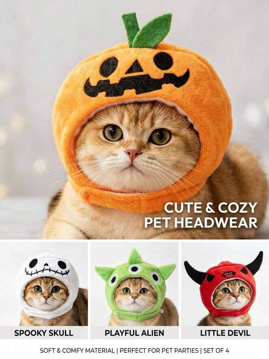 PETSIN 1 PC Halloween Pet Cosplay Funny Antlers/Demon/Skeleton/Pumpkin Cap Costumes - Multicolor - View 1