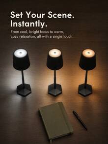 Modern Pleated Shade Table Lamp, Rechargeable Black Bedside Lamp, Minimalist Decorative Night Lamp For Living Room Bedroom Home Decor - Multicolor - View 3