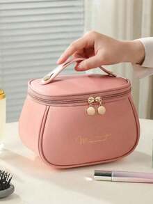 Leather Portable Cosmetic Bag, Multi-Functional Travel Storage Bag, Lightweight Toiletry Cosmetic Bag, Cosmetic Storage Bag, Handheld Cosmetic Storage Bag, Travel Essentials, Cruise Essentials, Dorm Essentials, Valentine'S Day Gift, Wedding - Multicolor - View 8