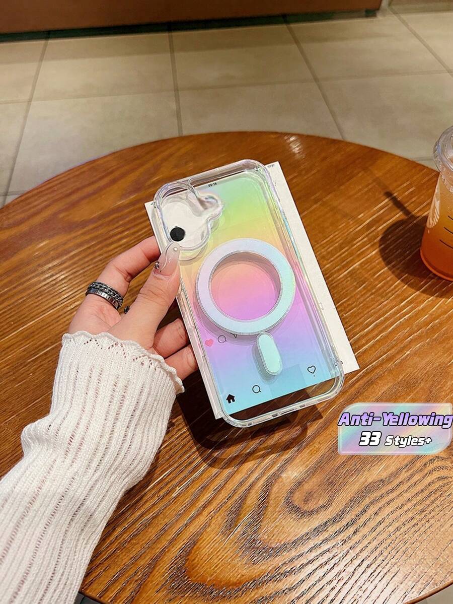 Magnetic Gradient Clear Phone Case Compatible With Iphone 17 Air 16 15 14 Plus 13 12 11 Pro Max, Hard Acrylic Scratch-Resistant Transparent Cover With MagSafe, Summer Aesthetic Shockproof Shell - Color - View 1