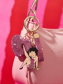 Betty Boop x SHEIN 多色愛心閃鑽金屬包包吊飾，女孩風包包吊飾配件禮物 - 彩色 - 查看 3