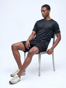 Nelvento Soul Men's Black Camo Summer Casual Gym Shirt,Boyfriend Style Camo Print Sports Tee Workout Tops,Breathable Compression Lightweight Basic T Shirt - Black - View 5