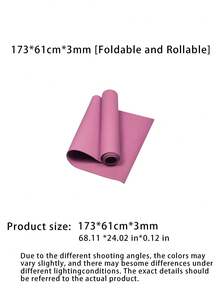 1 tấm thảm yoga EVA 173*61*0.3cm màu trơn, thảm sàn tập Pilates, phù hợp cho yoga, Pilates, tập plank - Hồng - Xem 3