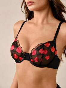Hourtrue Women's Underwire Thin Cup Embroidered Bra, 1pc - Multicolor - View 6