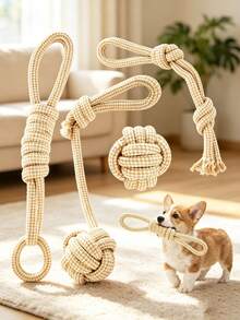 PETSIN Pet Hemp Rope Woven Pet Rope Knot Toy; Durable Chew Toy For Teething And Cleaning Teeth; Tug-Of-War Rope For Small And Medium-Sized Dogs And; Indoor And Outdoor Boredom-Relieving Chewing And Training Dog Toy. - Multicolor - View 13