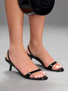 CUCCOO SZL 女款夏季高跟涼鞋 5.5CM 黑色單條帶細跟高跟鞋 通勤派對性感約會時尚女款高跟涼鞋 - 黑色. - 查看 5