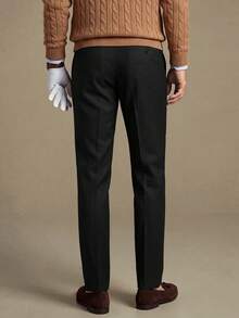 Lornavo Men's Fashion Versatile Commute Solid Color Suit Pants - Black - View 2