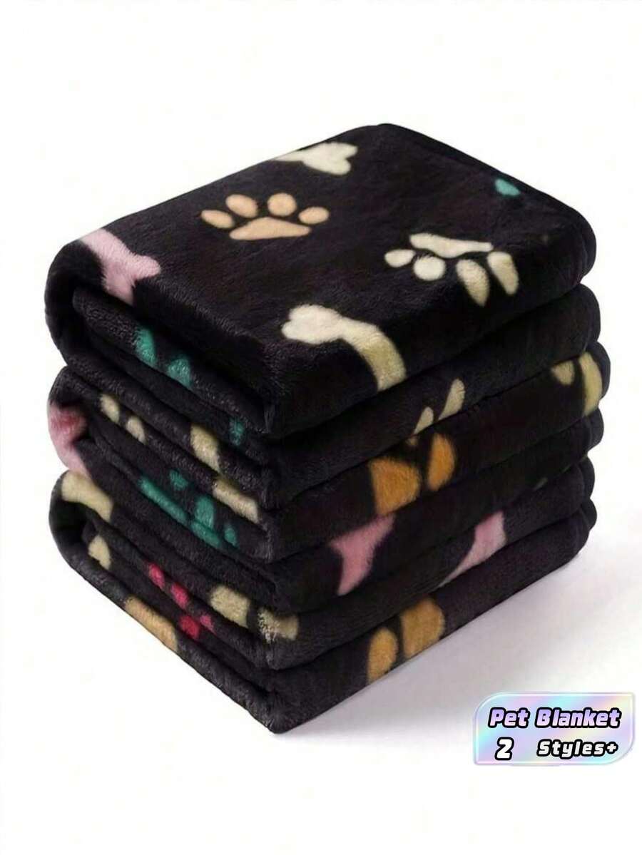 Pet Fleece Blanket Soft Plush Double-Sided Fur Couch Mat, Cozy Warm Throw For Small Medium Large Dogs Cats, Machine Washable Non-Shedding Pet Bed Cover, Couch Protector For Living Room Bedroom, Travel Car Seat Mat, Crate Pad, - Black - View 1
