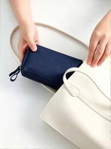Minimalist Influencer-Style Handheld Makeup Bag, Multi-Purpose Storage Pouch For Data Cables & Earphones, Portable Cosmetic Organizer Bag For Lipsticks & Makeup Essentials - Multicolor - View 6
